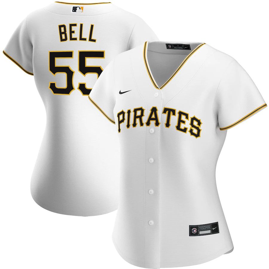 Cheap Womens Pittsburgh Pirates 55 Josh Bell Nike White Home Replica Player MLB Jerseys